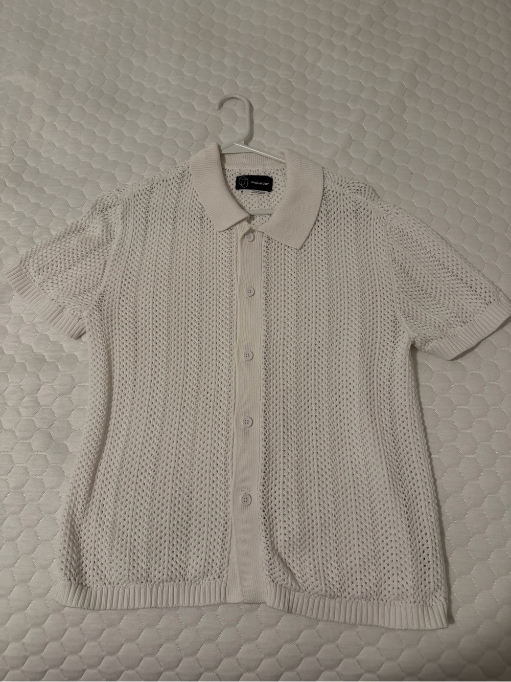 White Short Sleeve Knit Polo